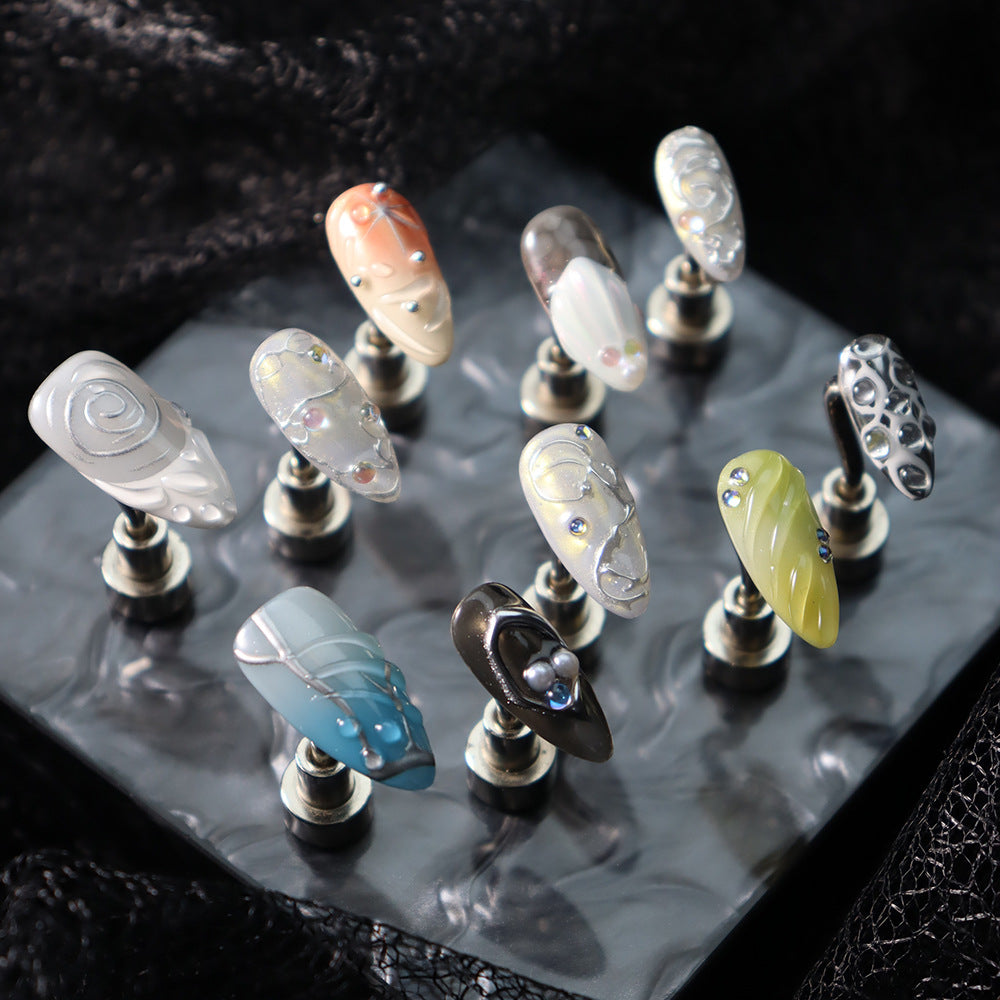 Rainbow Ice Cream Y2K Handmade Almond Nails  A988