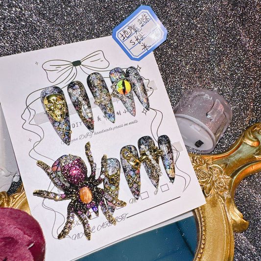 Super Flash Spider Hot Girl 100% Handmade Pressons - NoirNail