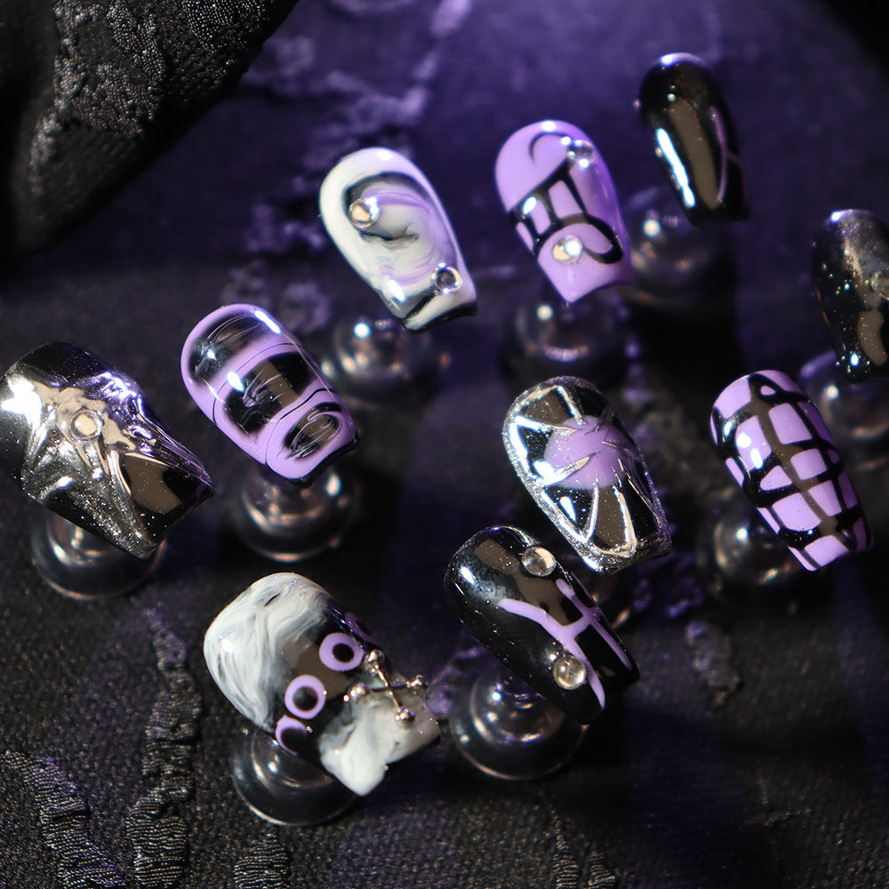 Purple Star Halloween Y2k Handmade Coffin  Nails A921 - NoirNail