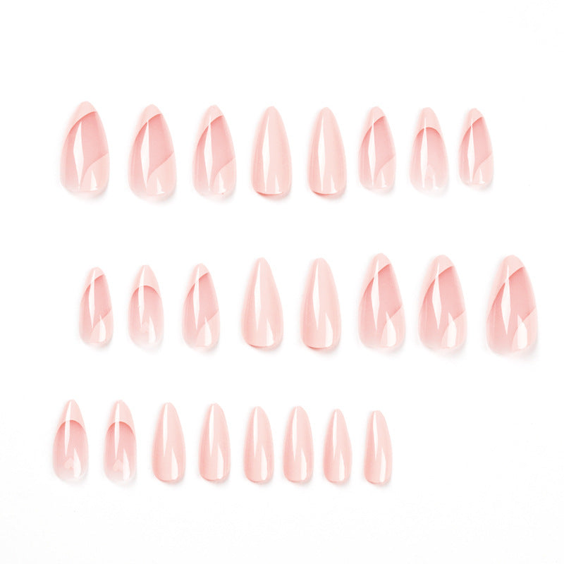 Sweetheart French Tip Almond 24PCS Free Size Nails JP1773 - NoirNail