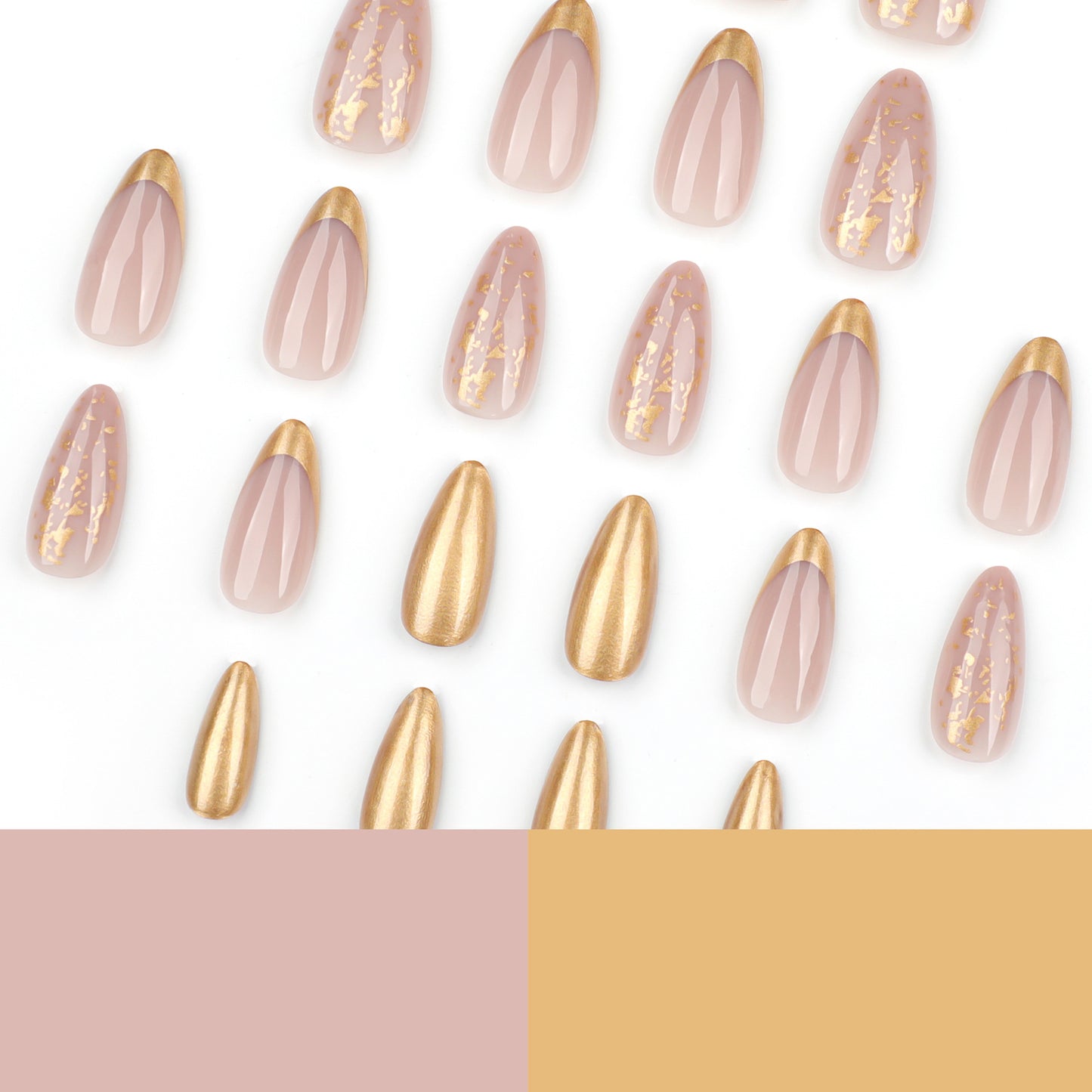 Baby's Breath Almond 24PCS Free Size Press on Nails JP3749