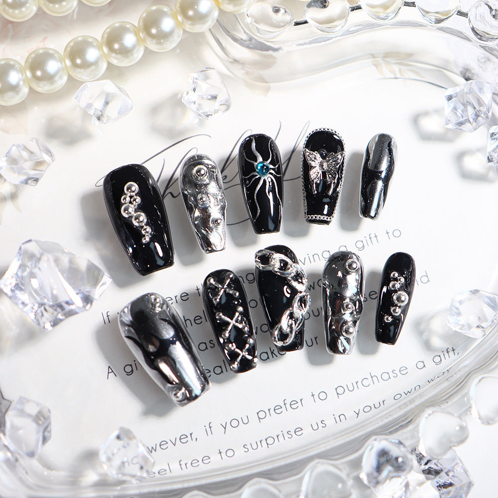 Flame Sun God Y2K Handmade Coffin Press on Nails A558