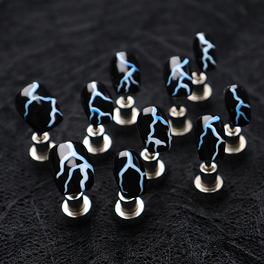 lightning  Handmade Square  Nails A585 - NoirNail