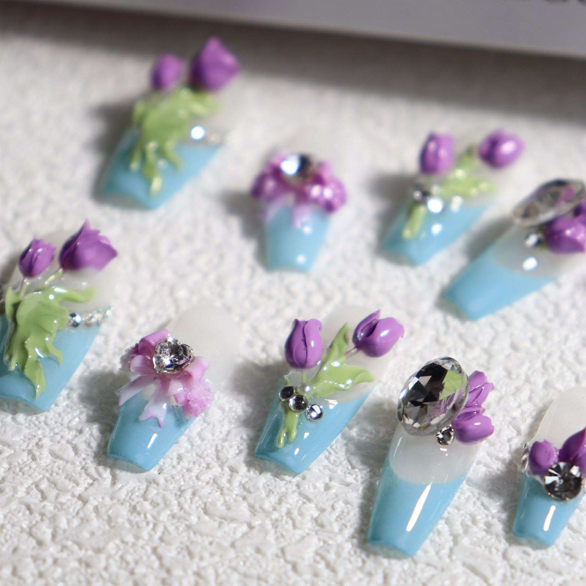 3D Tulip Manor Handmade Coffin Nails A509