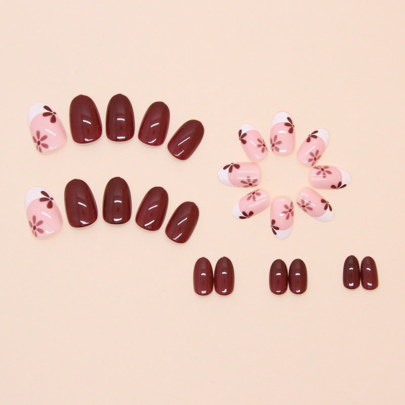 Maillard Hot Chocolate Rounded 24PCS Free Size Press on Nails W1771