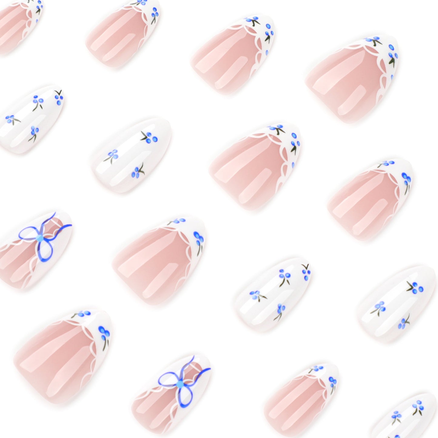 Fresh Blueberry Almond 24PCS Free Size Press on Nails JP3910