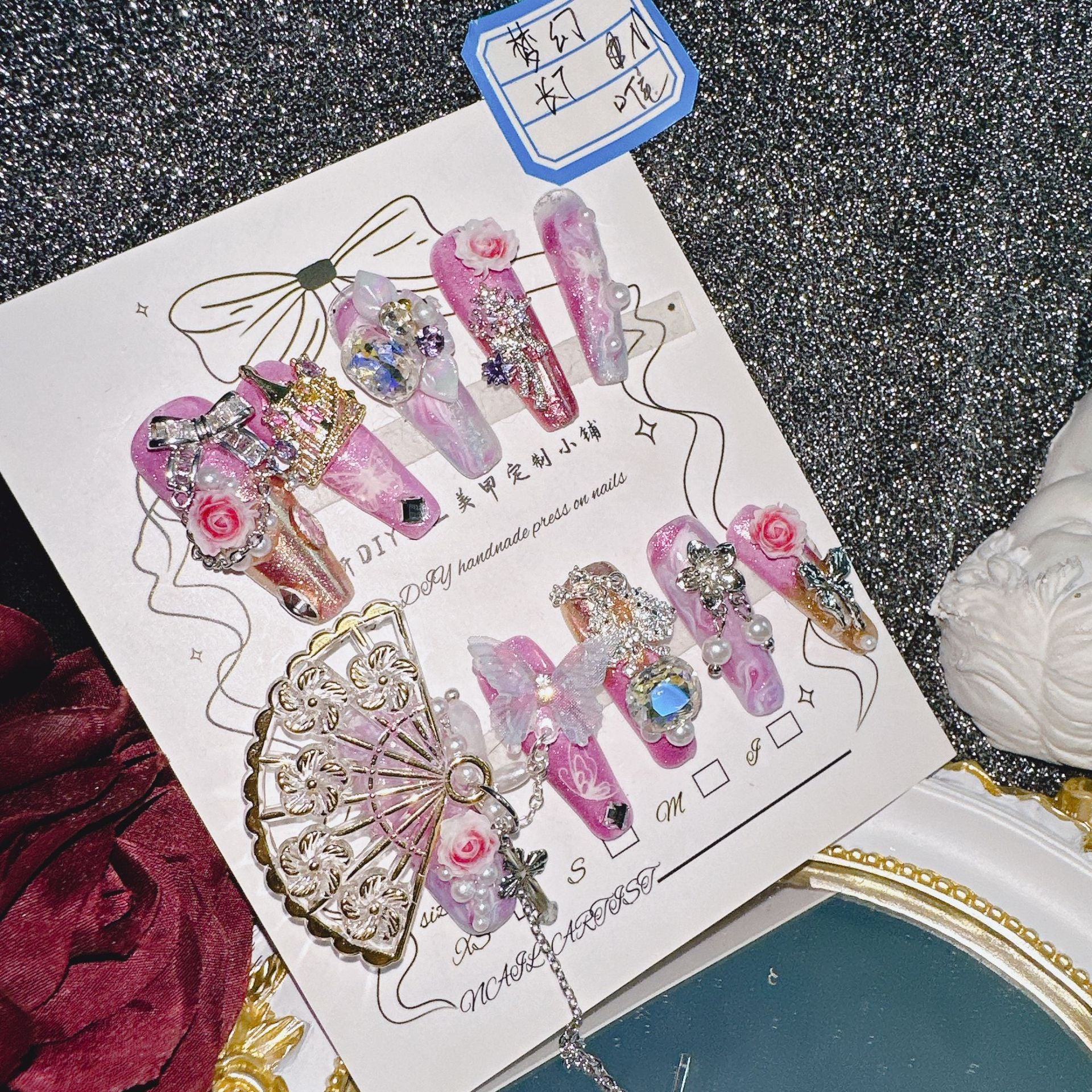 Pink Baroque Press On Nails - NoirNail