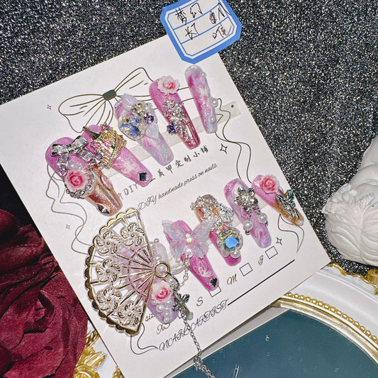 Pink Baroque Press On Nails - NoirNail