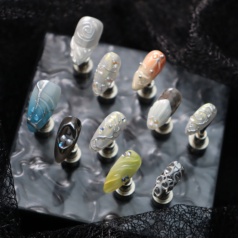 Rainbow Ice Cream Y2K Handmade Almond Nails  A988