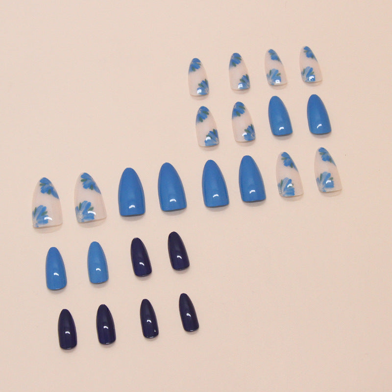 Blue Bell Almond 24PCS Free Size Press on Nails W1778