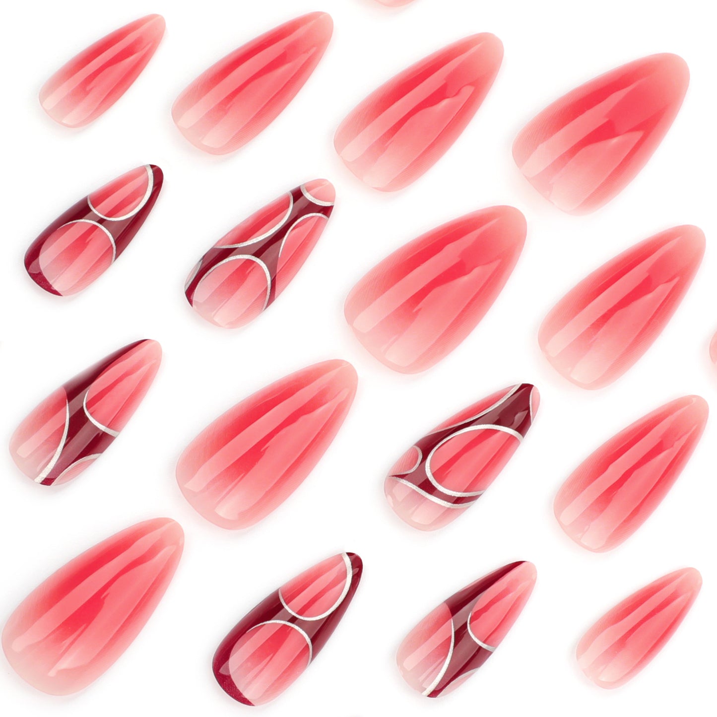 Coral Y2K Stiletto 24PCS Free Size Press on Nails JP3535