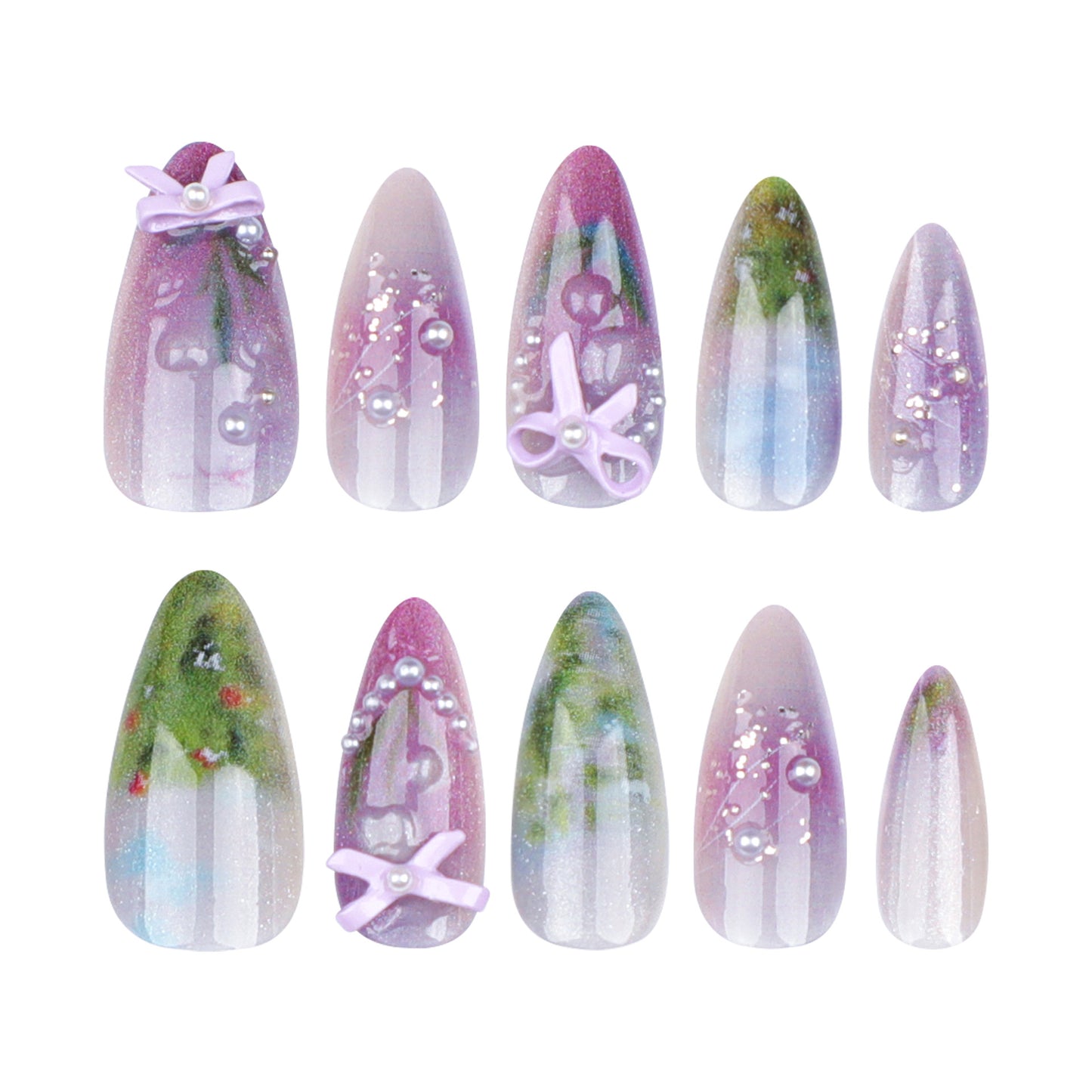 Sweet Impressionism Handmade Almond 24PCS Free Size Nails JP3398 - NoirNail
