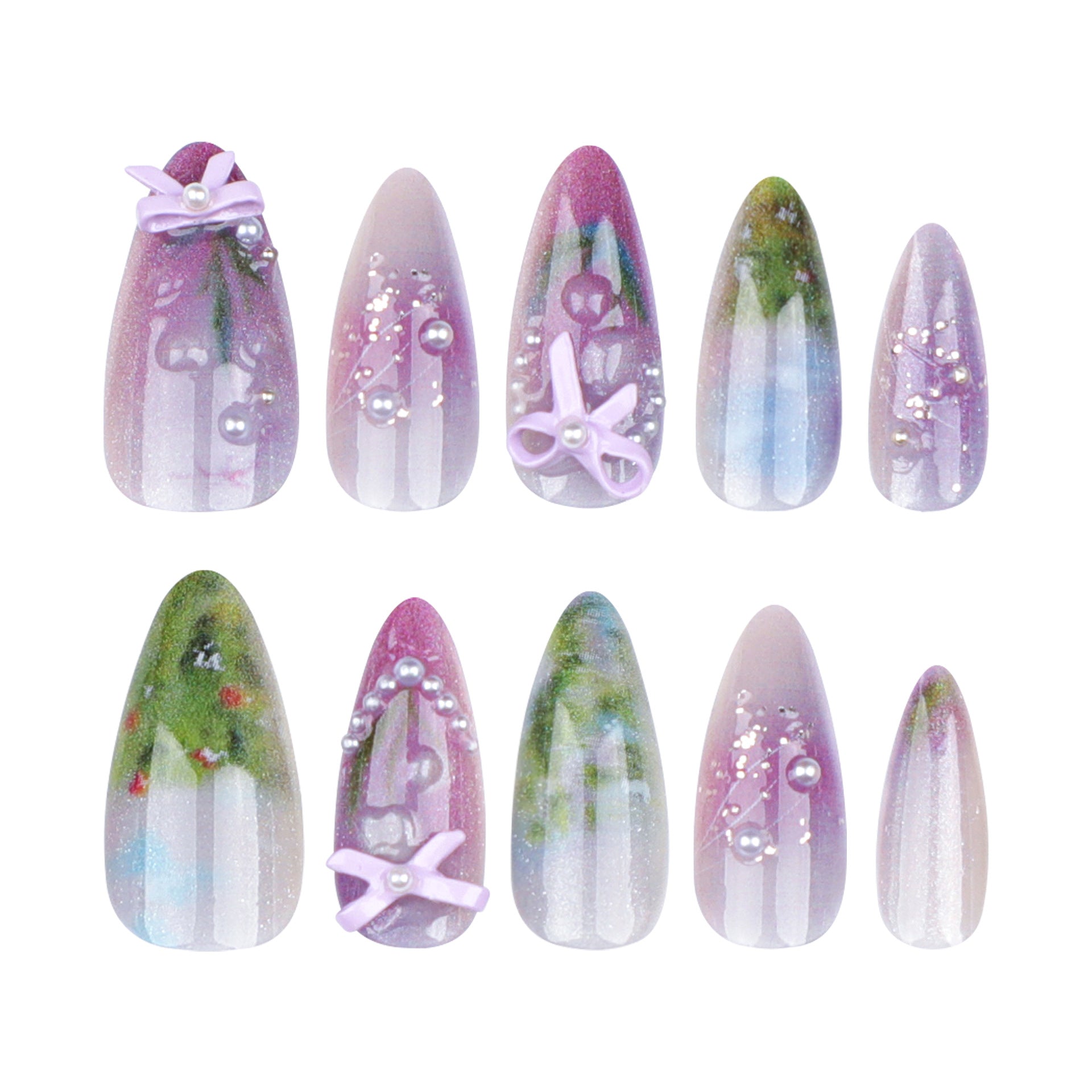 Sweet Impressionism Handmade Almond 24PCS Free Size Nails JP3398 - NoirNail