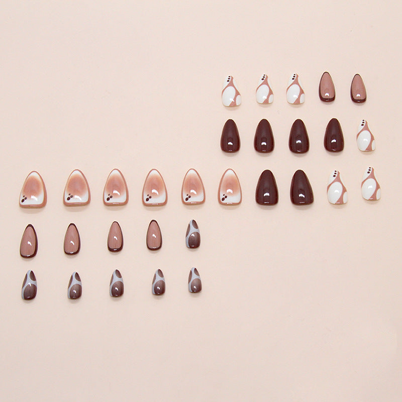 Mushroom Pattern Almond 24PCS Free Size Press on Nails W1850