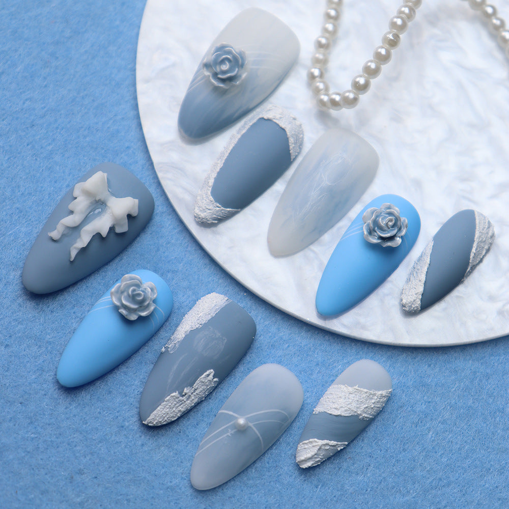 Miss CoCo Glacier Rose Handmade Almond Press on Nails A541