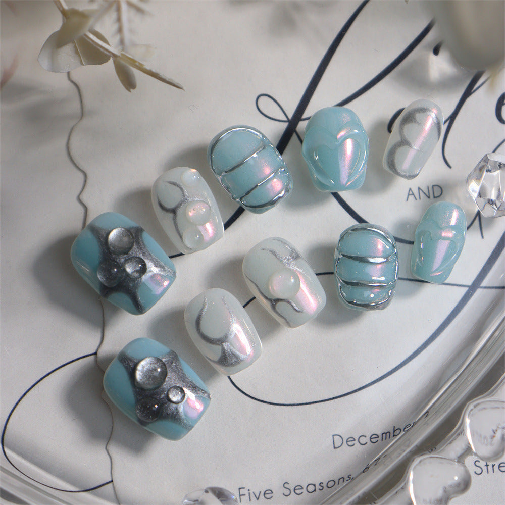 Bucherati and Sapphire Handmade Square Nails  A698