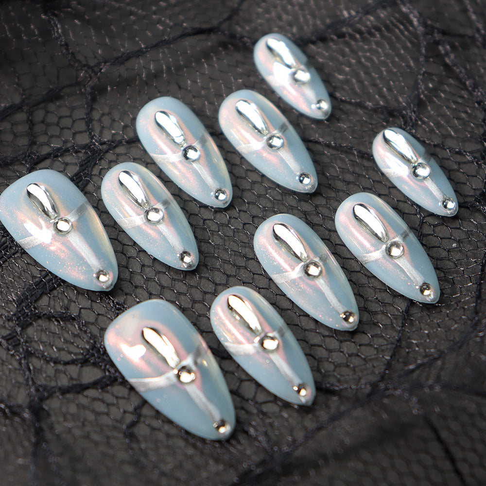 The White Queen Handmade Almond Press on Nails A656