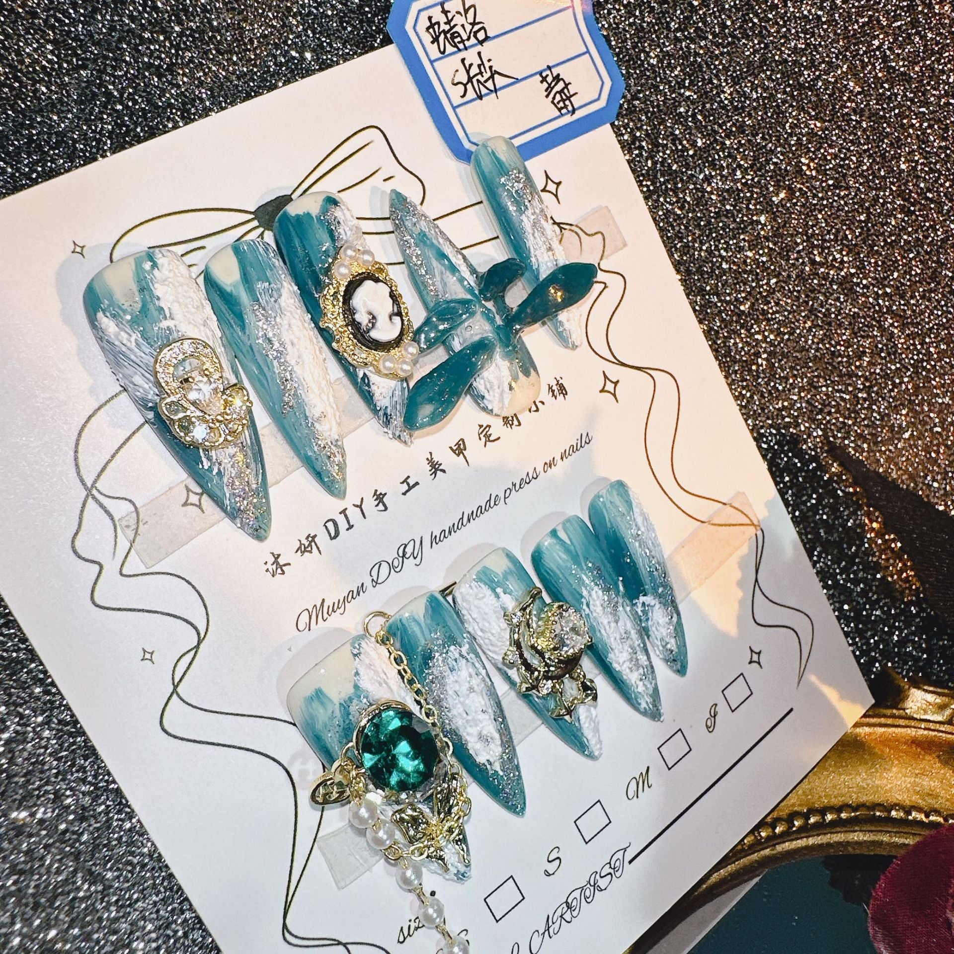 Sweety Cameo Baroque 100% Handmade Pressons - NoirNail