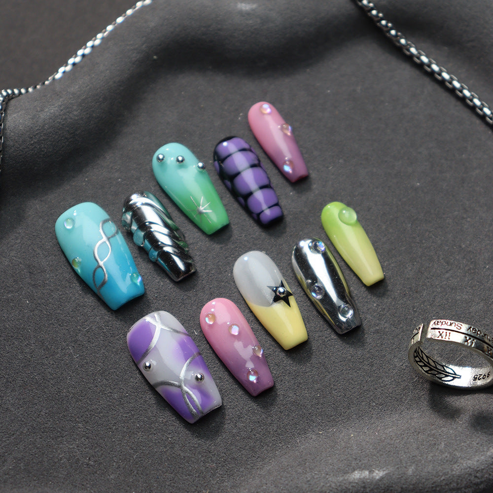 Aespa Macarons Spotlight Y3K Handmade Coffin Press on Nails A803