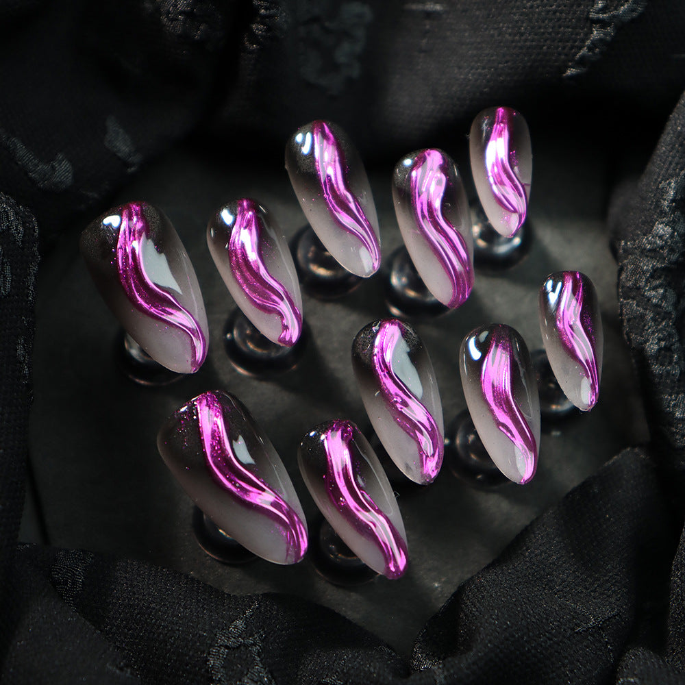 Magic Mirror  Handmade Almond  Nails  A627 - NoirNail