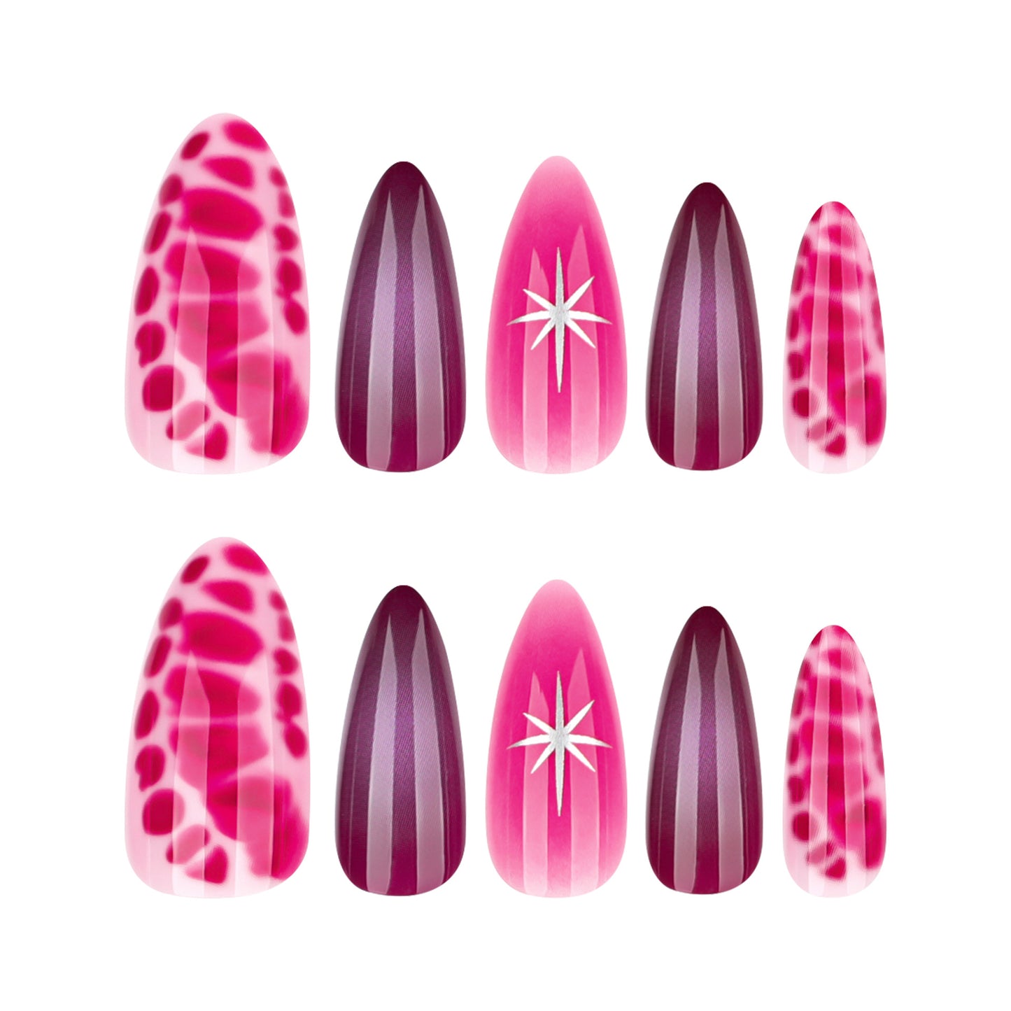 Crocodile Pattern Almond 24PCS Free Size Press on Nails JP3967