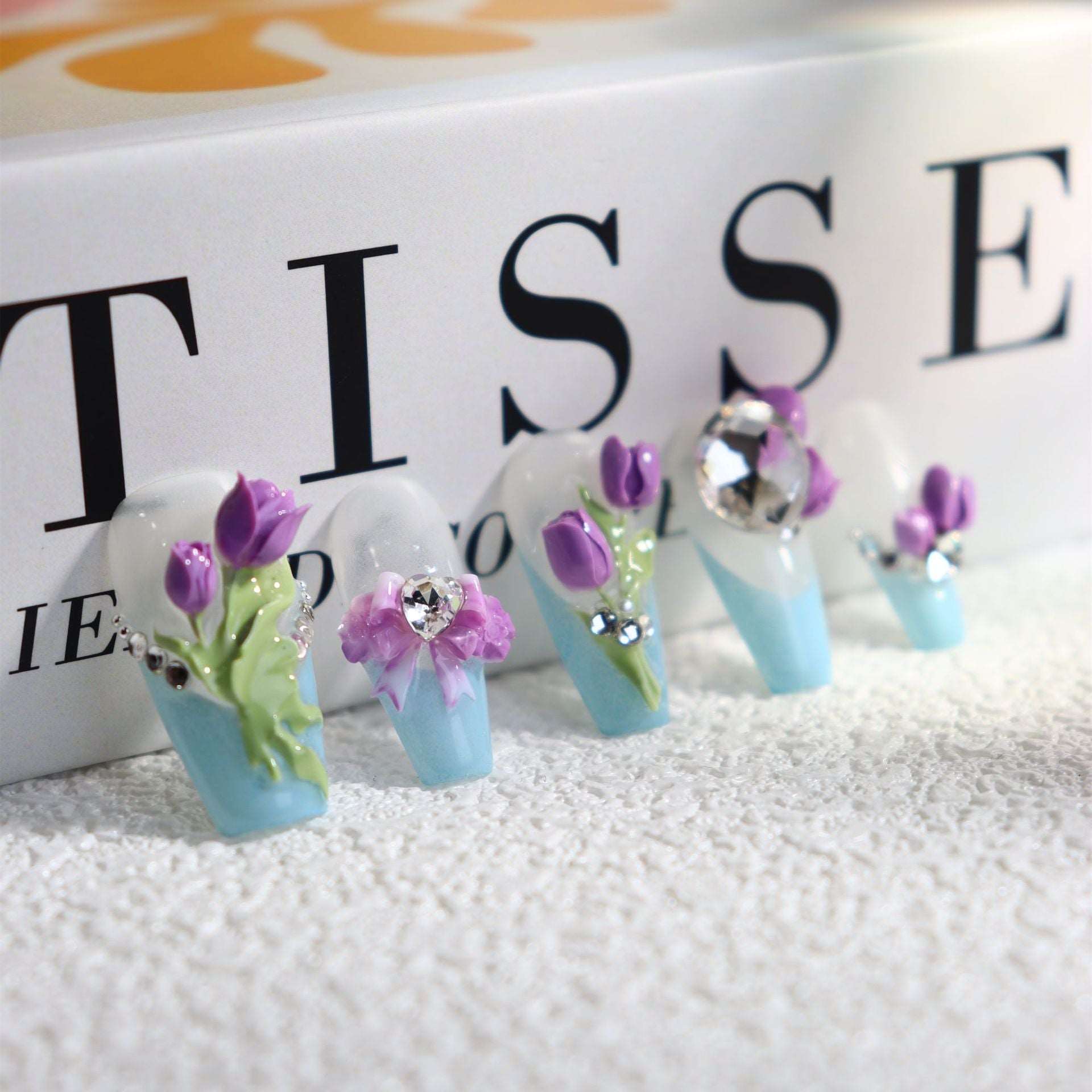 3D Tulip Manor Handmade Coffin Nails A509