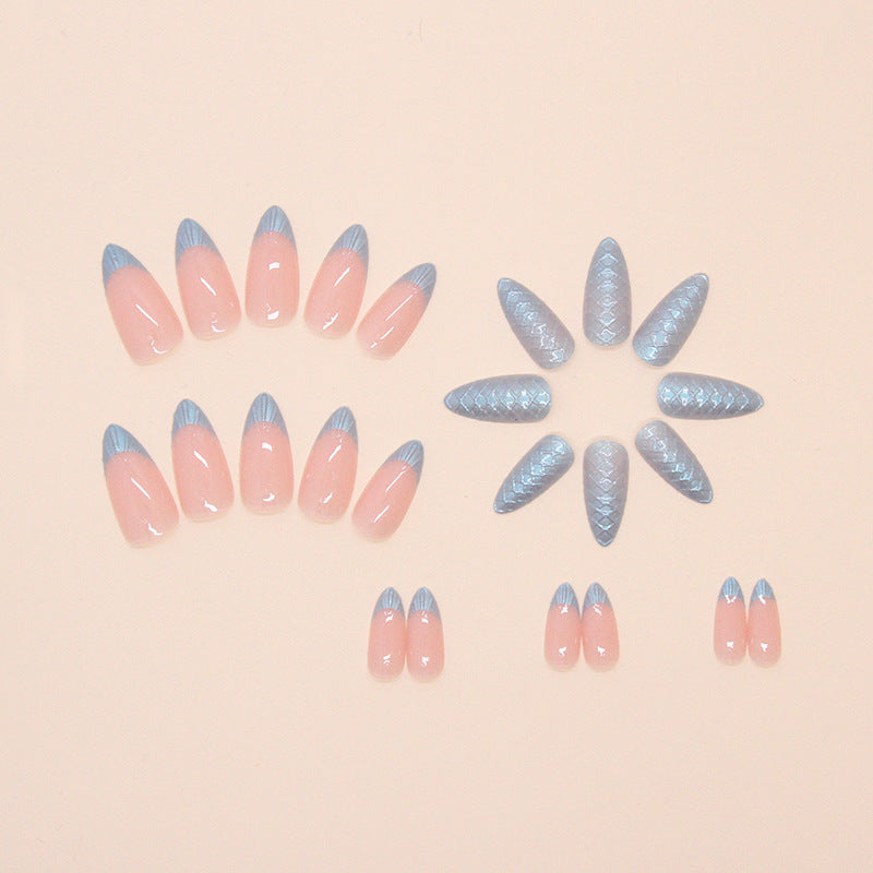 Mermaid Princess Almond 24PCS Free Size Press on Nails W1730