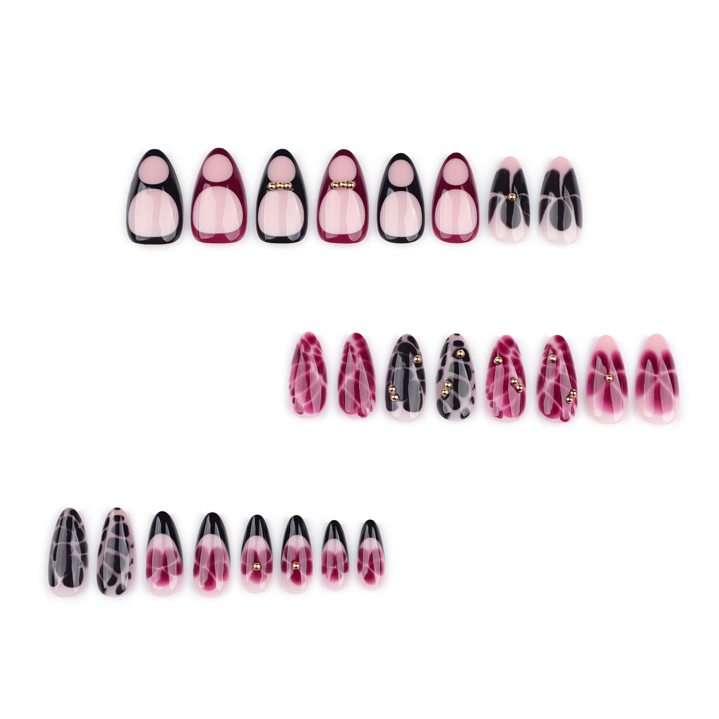 Y2K Blooming Flowers Almond 24PCS Free Size Press on Nails JP3696