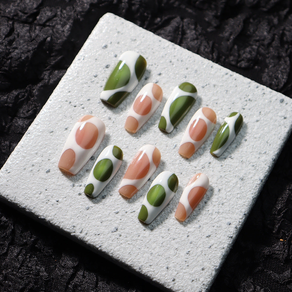 Creamy Cantaloupe Handmade Coffin  Nails  A701 - NoirNail