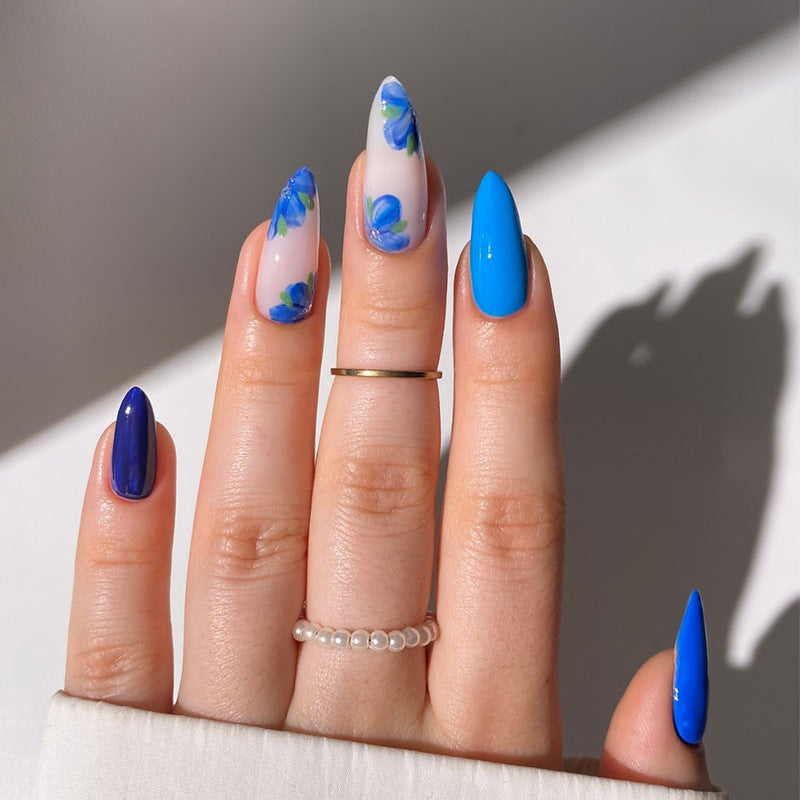 Blue Bell Almond 24PCS Free Size Press on Nails W1778