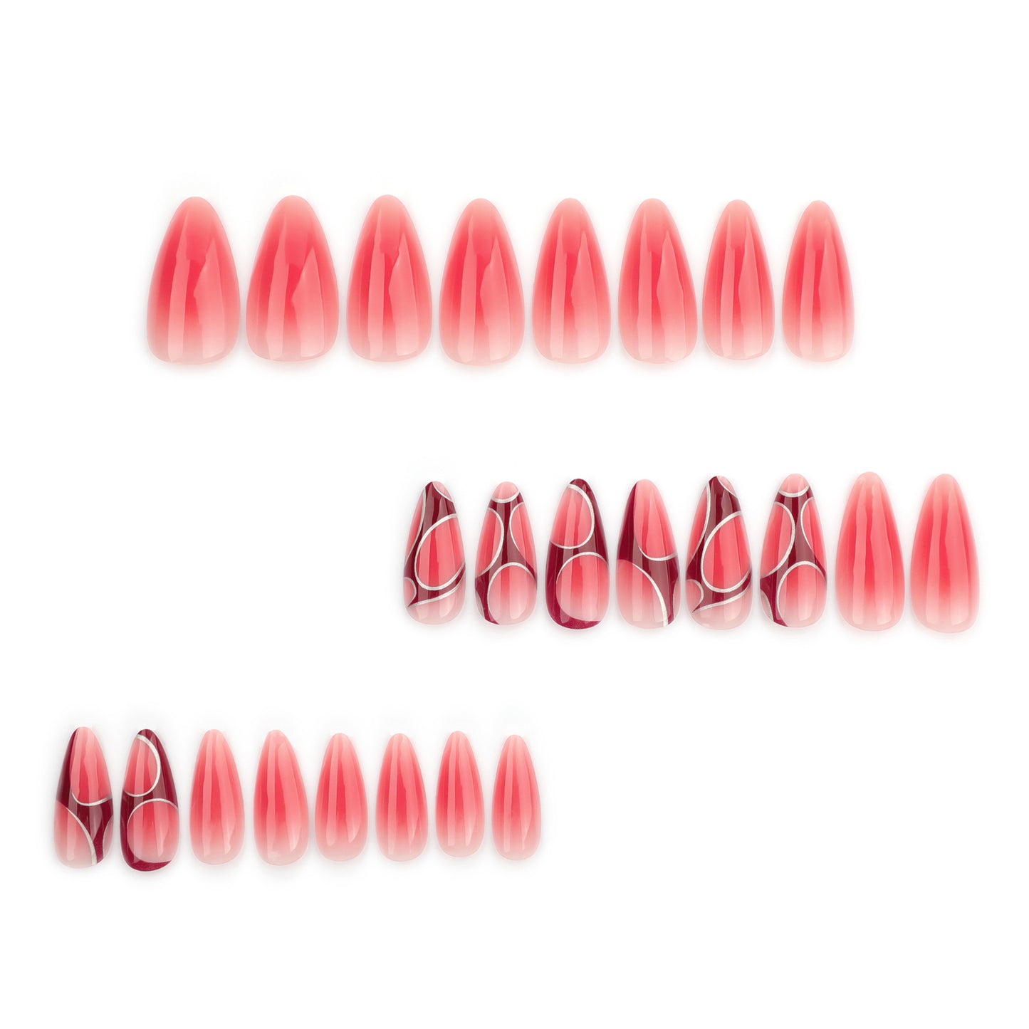Coral Y2K Stiletto 24PCS Free Size Press on Nails JP3535