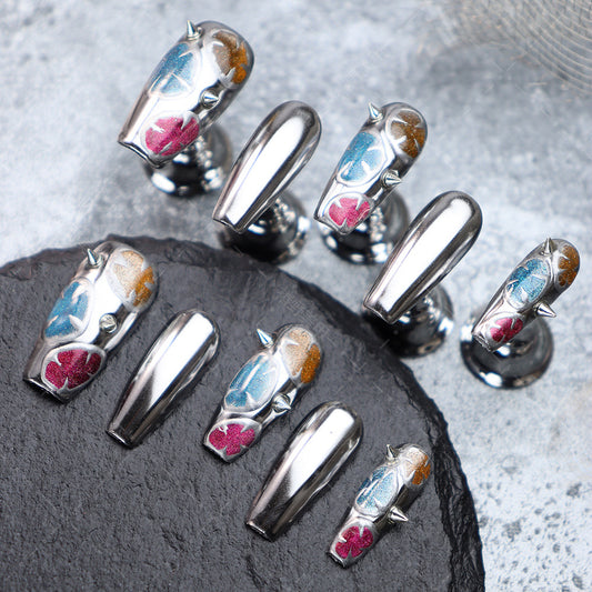 Rock Hera Y2K Futuristic Handmade Coffin Press On Nails A599