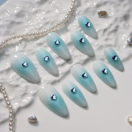 Baby Blue  Handmade Almond  Nails  A365 - NoirNail