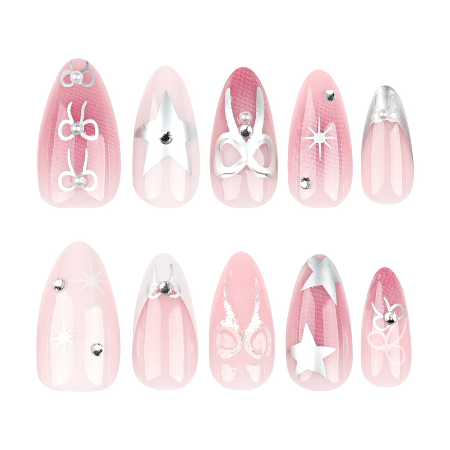 Star Stories Almond 24PCS Free Size Press on Nails JP3223