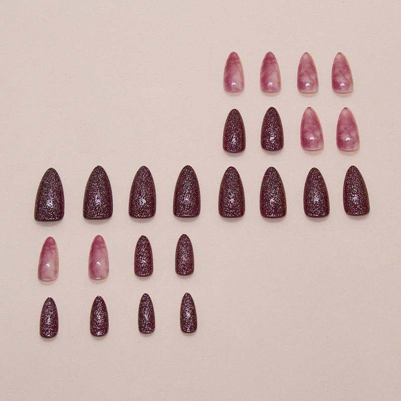 Raspberry Jam Purple Smudge Almond 24PCS Free Size Press on Nails W1852
