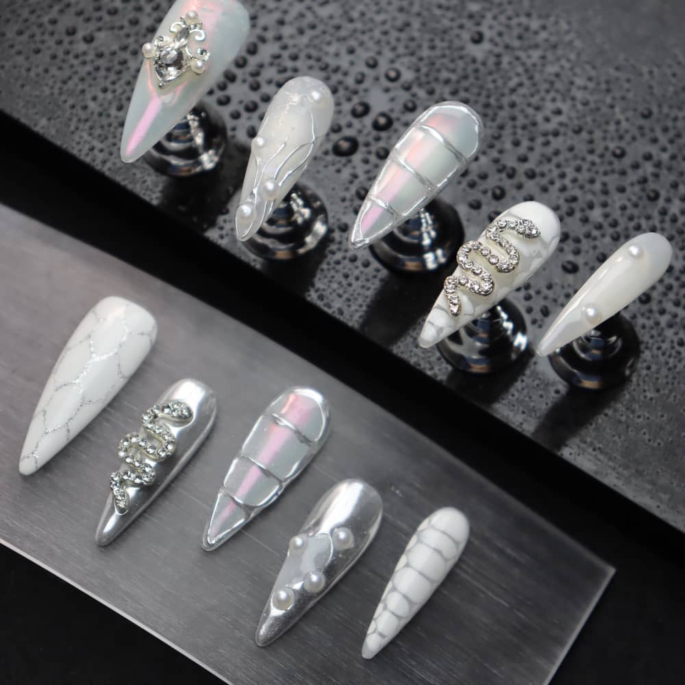 Cyber Future Rock Girl Y2K Handmade Stiletto Press On Nails A1075