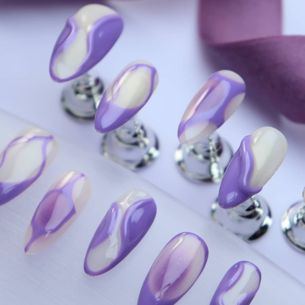 Lavender Purple Handmade Almond Press on Nails A1184