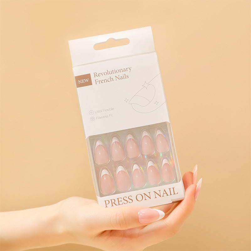 Classic French Tip Almond 30PCS Free Size Press on Nails ZG011