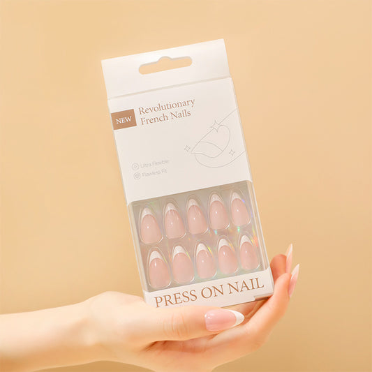 Classic French Tip Almond 30PCS Free Size Press on Nails ZG011