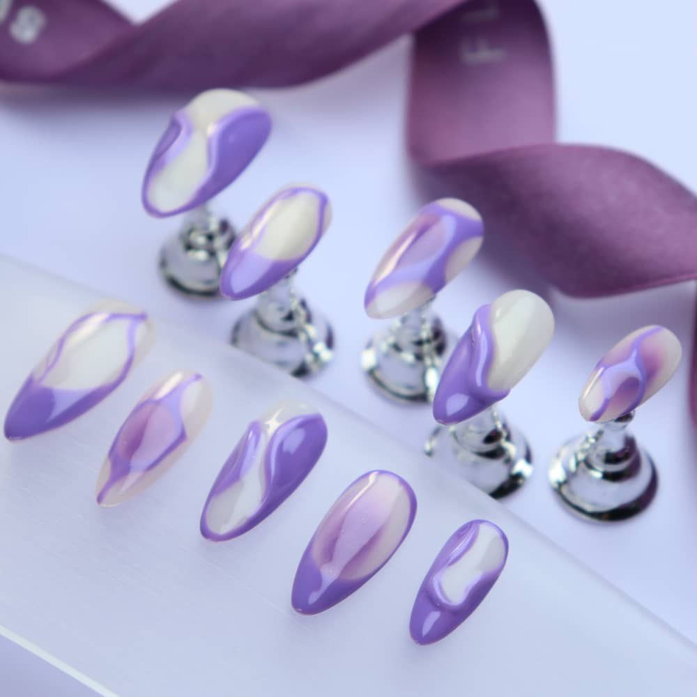 Lavender Purple Handmade Almond Press on Nails A1184