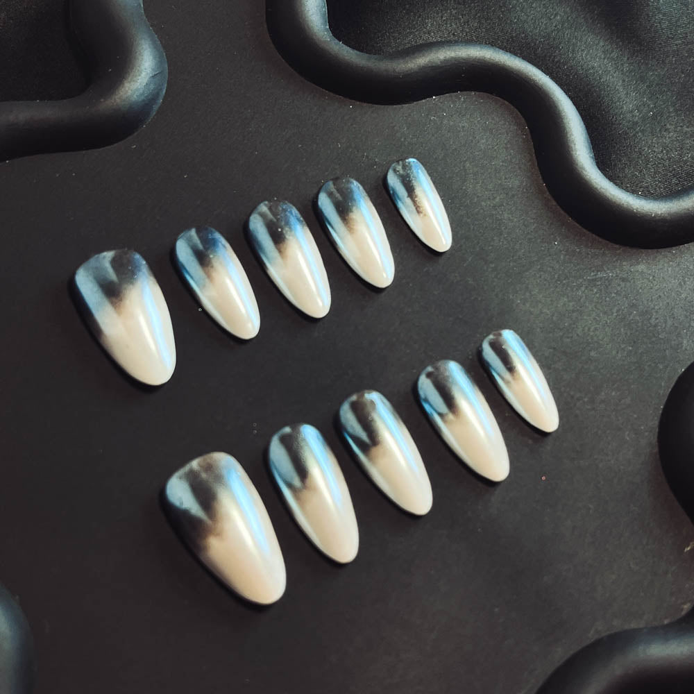 Full Moon Night Handmade Almond  Nails X1031 - NoirNail