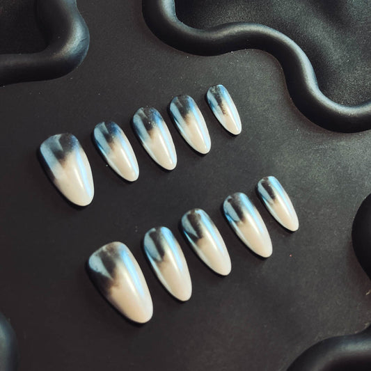 Full Moon Night Handmade Almond  Nails X1031 - NoirNail