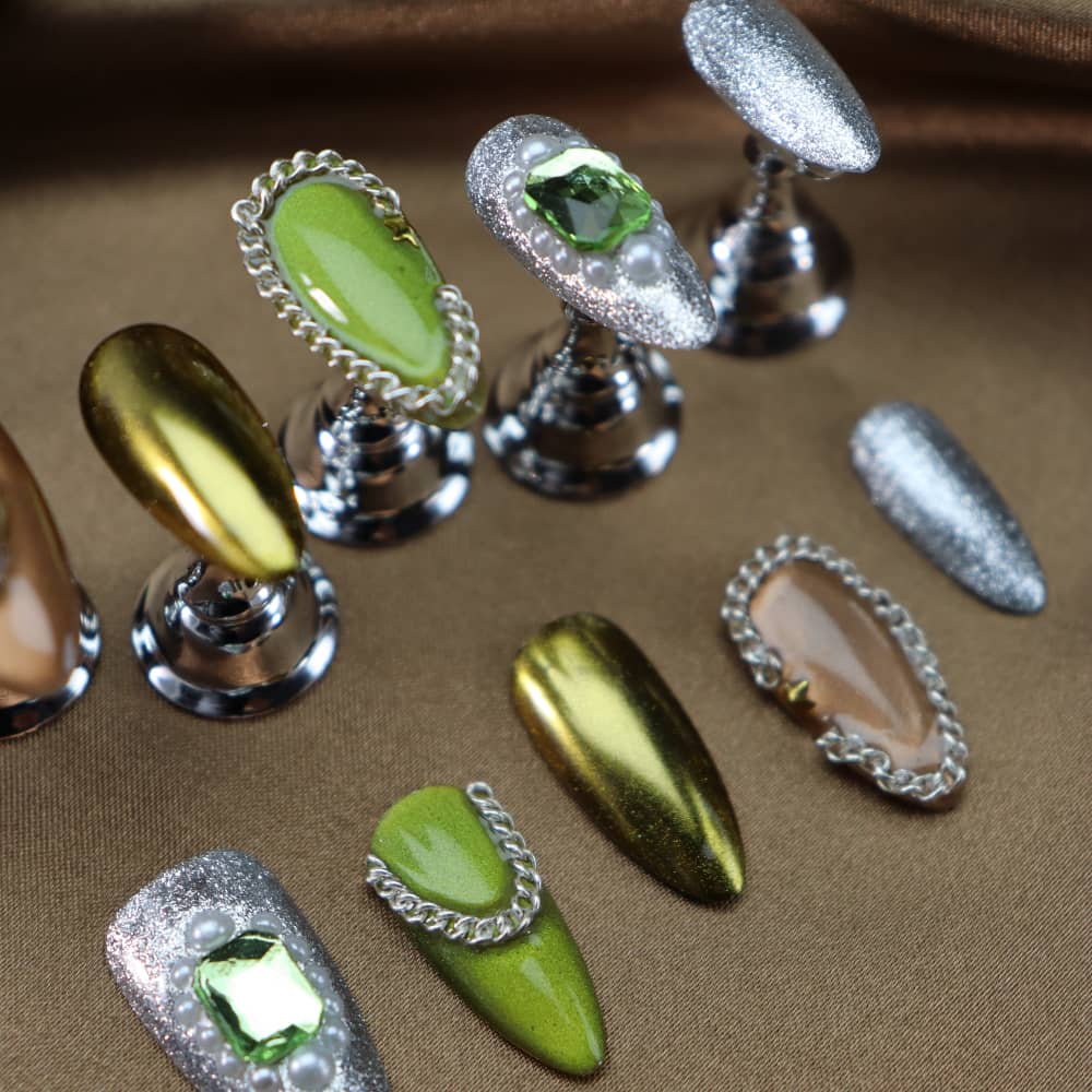 Coffee Time Handmade Almond Press On Nails A1325