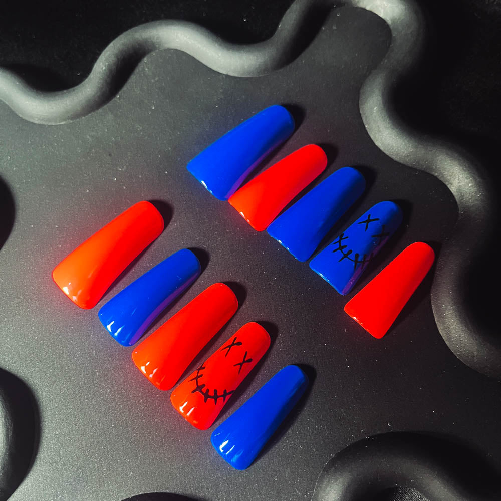 Harley Quinn  Handmade  Duck Nails OM1138 - NoirNail