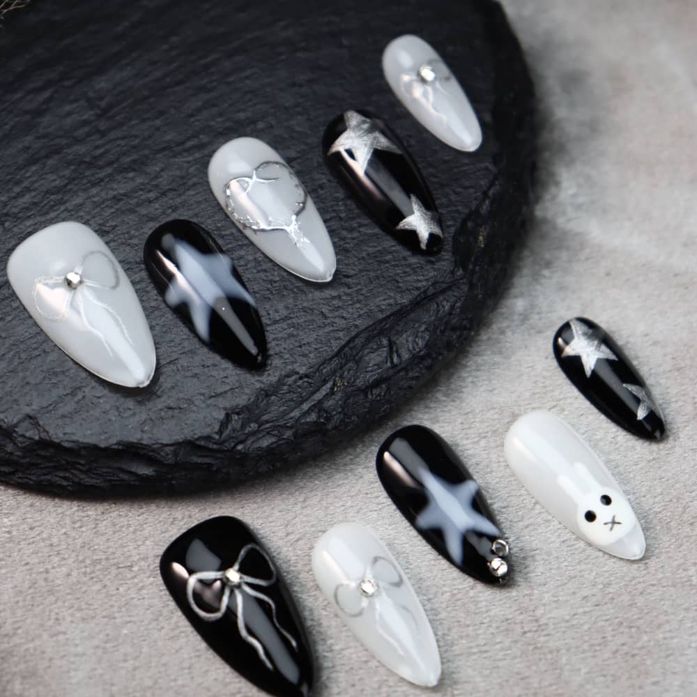 Star Bunny Star Stories Handmade Almond Press On Nails A887