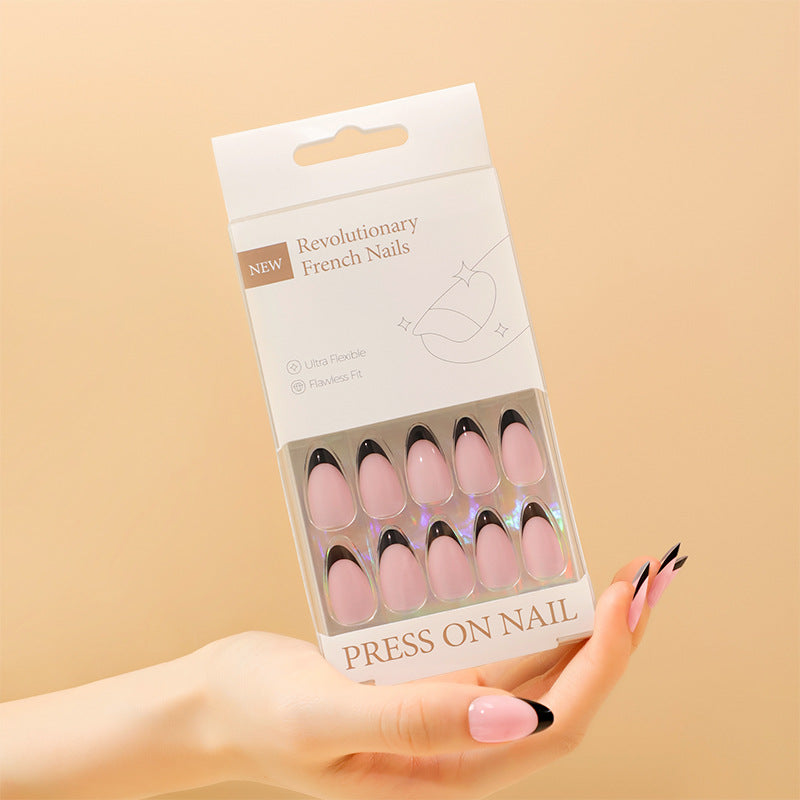 Classic French Tip Almond 30PCS Free Size Press on Nails ZG035