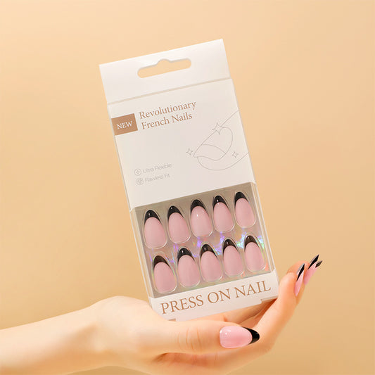 Classic French Tip Almond 30PCS Free Size Press on Nails ZG035
