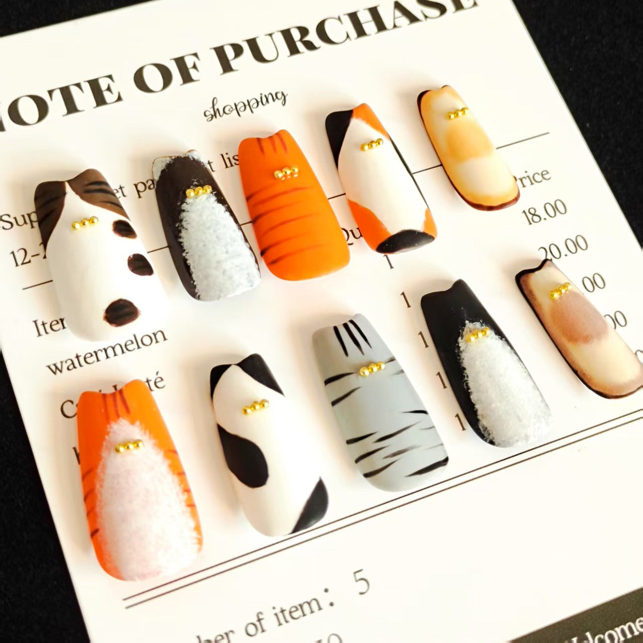 Custom Kitten Handmade Almond Press On Nails
