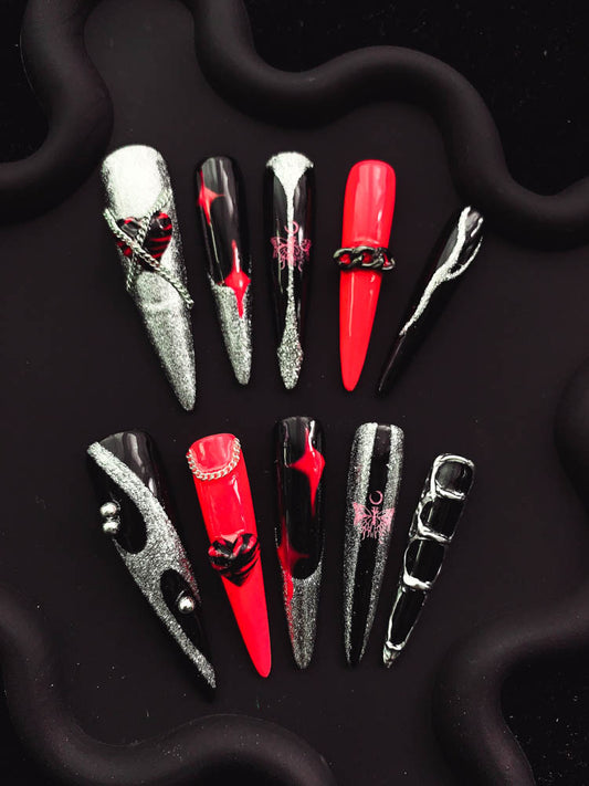 Pink Lady Handmade Stiletto  Nails OM1168 - NoirNail