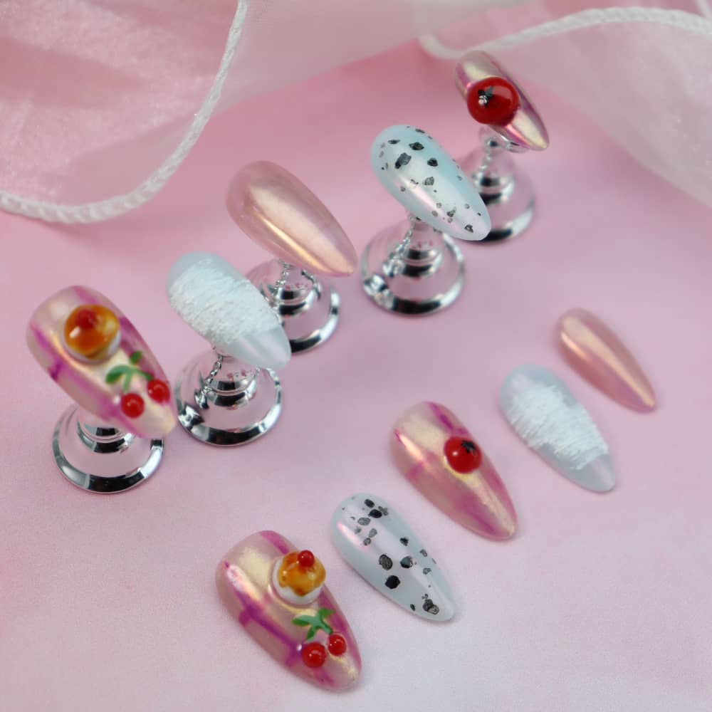 Cherry Cake Handmade Almond Press On Nails A1028